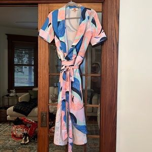 Never Fully Dressed Print Wrap Dress US 4